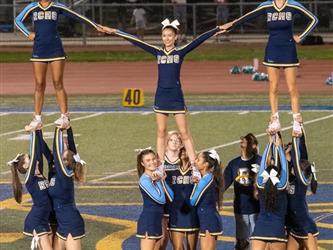 Cheerleading stunt during halftime